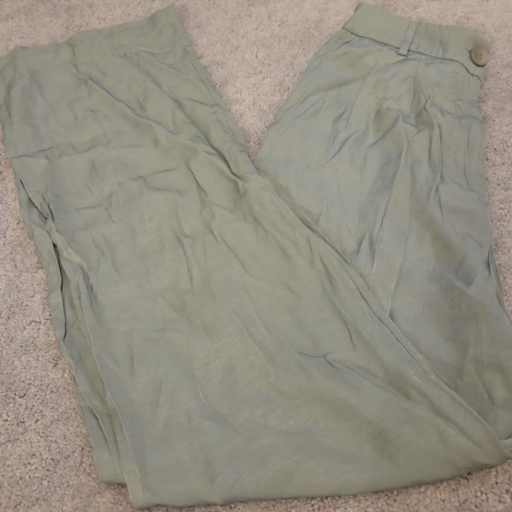 Princess Polly Green Kacey High Rise Wide Leg Lightweight Trouser Pants Sz 0